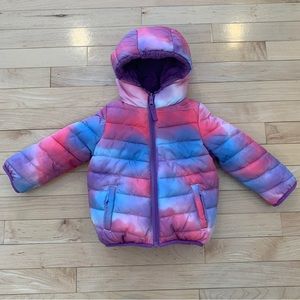 Falls Creek baby girls size 18 months pink blue puffer jacket reversible coat